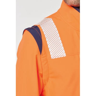 Recycled Safety Softshell jacket with detachable sleeves